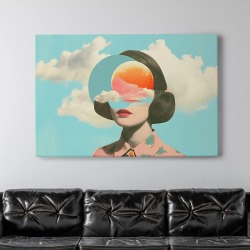 Интерьерная картина "Ретро закат" на холсте, большая, размер 40х60 см