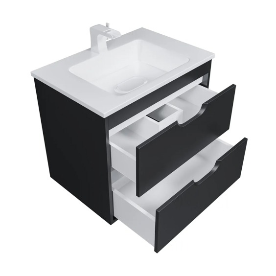 Тумба под раковину для ванной подвесная Uperwood Modul 61х44,4х55 см, черная матовая #3