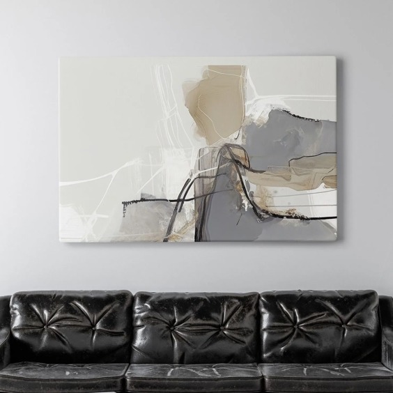 Интерьерная картина "Абстракция в сером" на холсте, большая, размер 60х90 см #7