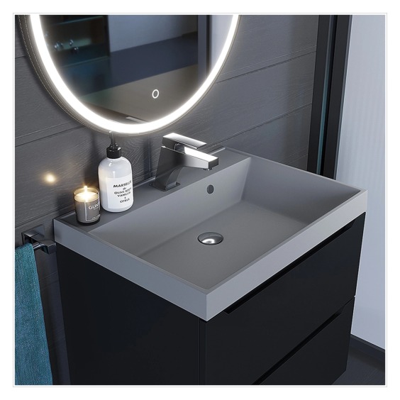 Раковина для ванной кварцевая Uperwood Classic Quartz 60х45х15 см, серая матовая, бетон #3