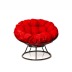 Комплект кресло Папасан без ротанга коричневое, красная подушка