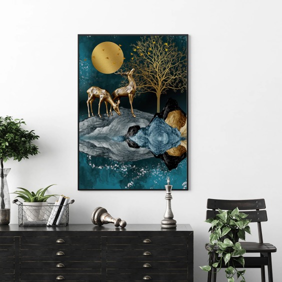 Интерьерная картина "Лунная пара" на холсте, большая, размер 80х50 см #3