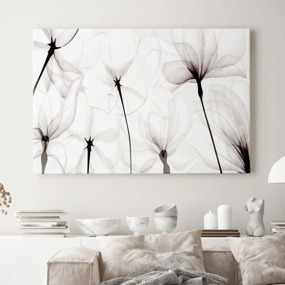 Интерьерная картина "Воздушные цветы" на холсте, большая, размер 50х80 см #1