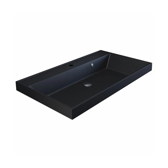 Раковина для ванной кварцевая Uperwood Classic Quartz 80х45х15 см, черная матовая, уголь #2
