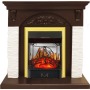 Каминокомплект Bern Сланец мелкий белый / Темный дуб с очагом Majestic FX M Brass