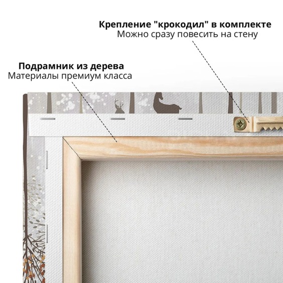 Интерьерная картина "Семья оленей в лесу" на холсте, большая, размер 40х60 см #3