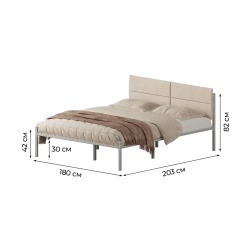 Комплект кровать Металика Б180Х200+Г3 Цвет Серый + 2 компл сп vel-RS-1-180