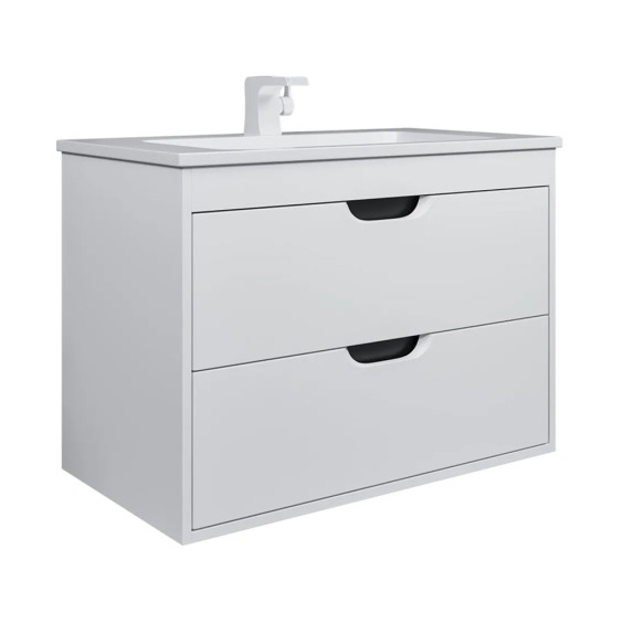 Тумба с раковиной для ванной подвесная Uperwood Modul 77х45х57 см, белая/графит #2