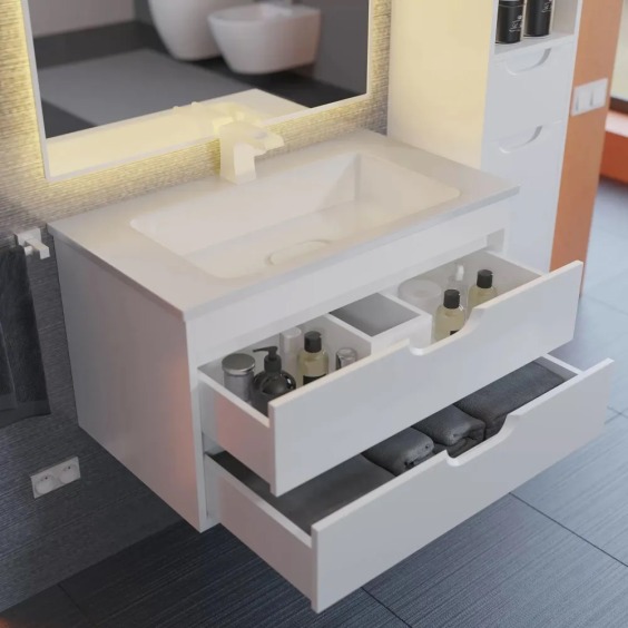 Тумба под раковину для ванной подвесная Uperwood Modul 75х44,4х55 см, белая матовая #9