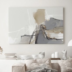 Интерьерная картина "Абстракция в сером" на холсте, большая, размер 80х115 см
