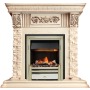Каминокомплект Luxemburg (каменный) - Сланец/Cлоновая кость с патиной с очагом Cavendish