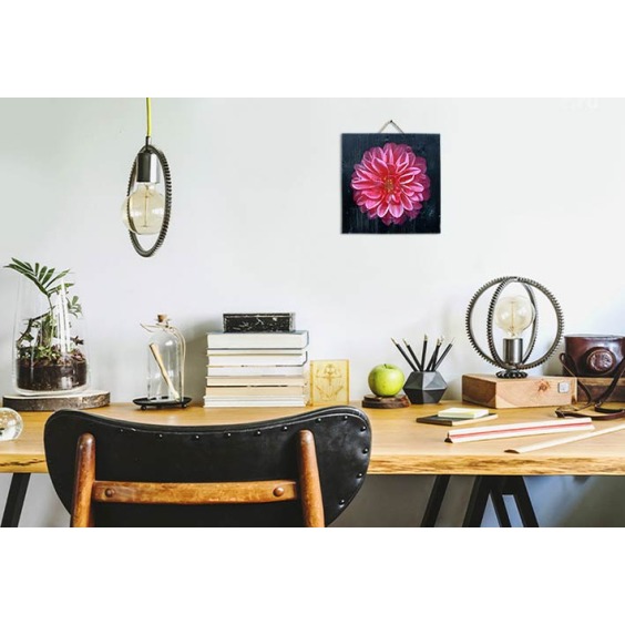 Картина "Розовая хризантема на черном фоне" 40х40 см #4