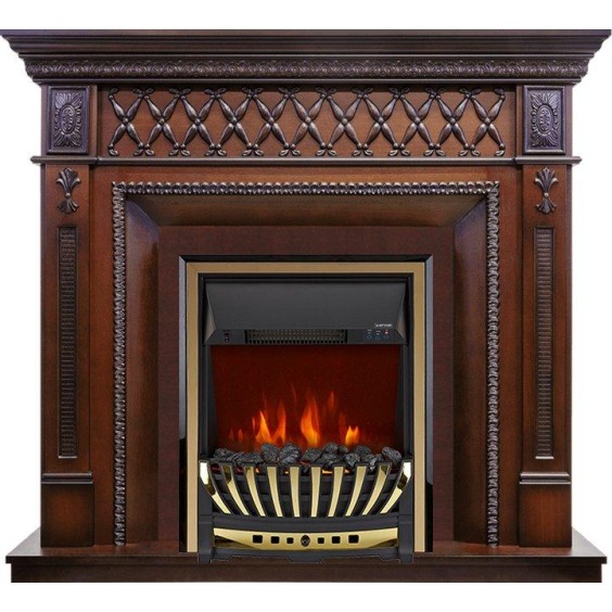 Каминокомплект Alexandria - махагон коричневый антик с очагом Aspen Gold #1