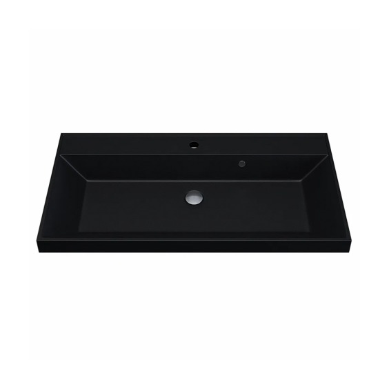 Раковина для ванной кварцевая Uperwood Classic Quartz 90х45х15 см, черная матовая, космос #1