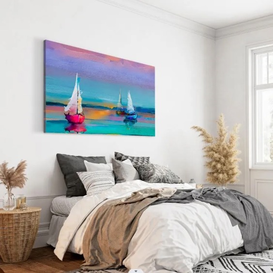Картина на стену большая на холсте интерьерная "Паруса в закате" 40х60 см #6