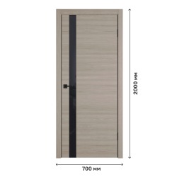 Дверное полотно Solo ДПГ Red Oak со стеклом Black Gloss, 700х2000 мм