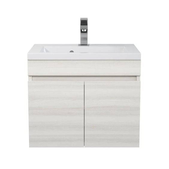 Тумба с раковиной для ванной подвесная Uperwood Eva 49х35х43 см, Дуб Харбор Белый, с дверцами #1
