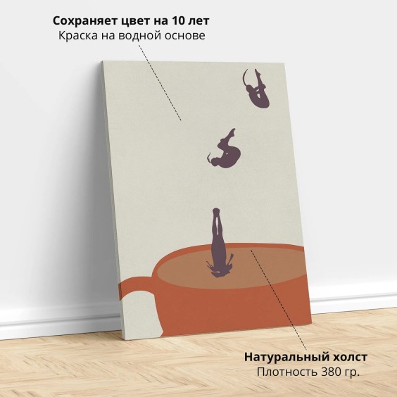 Интерьерная картина "Чашка кофе" на холсте, большая, размер 115х80 см #2 Интерьерная картина "Чашка кофе" на холсте, большая, размер 115х80 см #2