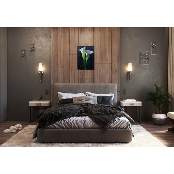 Картина "Два белых калла на черном фоне" 50х70 см #6