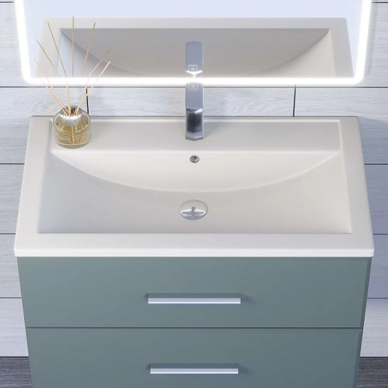 Раковина для ванной кварцевая Uperwood Foster Quartz 80х45,5х17,5 см, белая матовая, жасмин #4