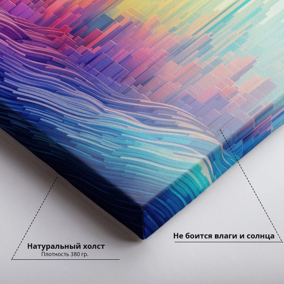 Интерьерная картина "Яркий город абстракция" на холсте, большая, размер 30х45 см #4