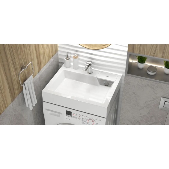 Раковина над стиральной машиной Uperwood Vission 60х50х11 см, белая глянцевая #2