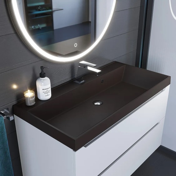 Раковина для ванной кварцевая Uperwood Classic Quartz 90х45х15 см, коричневая матовая, трюфель #6