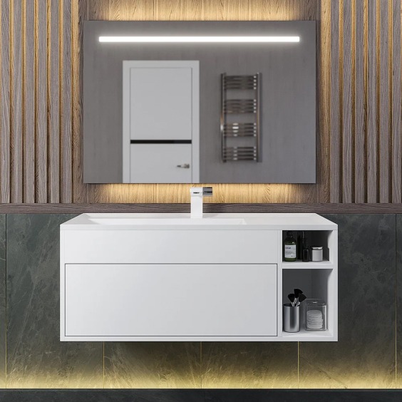 Тумба под раковину для ванной подвесная Uperwood Lotus Premium 100х50х42 см, белая #8