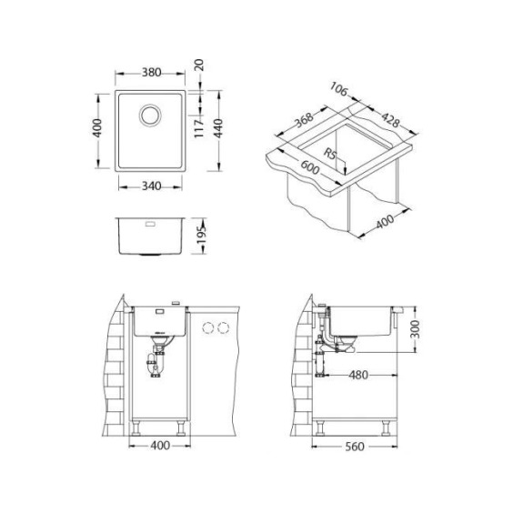 Alveus Kombino 20 KMB 90 FI 380X440 F/S кухонная мойка #2