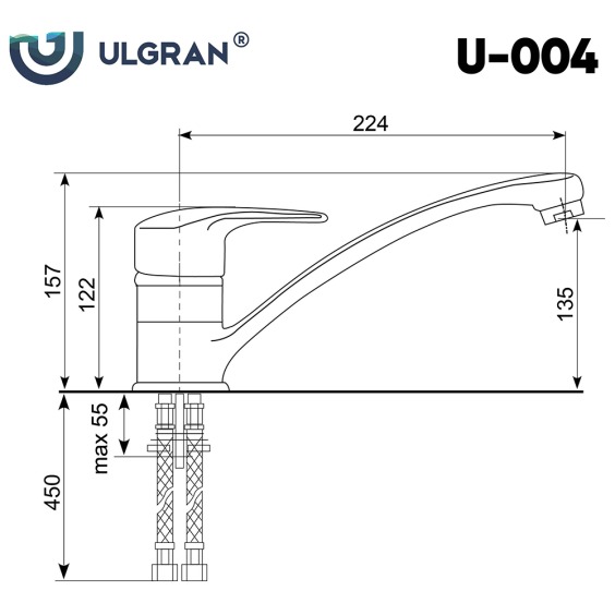 Смеситель для кухни Ulgran U-004-342, цвет графитовый #2