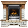 Каминокомплект Pierre Luxe - Дуб / Белый (Высота 1020мм) с очагом Flagstaff
