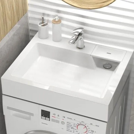 Раковина над стиральной машиной Uperwood Vission 60х50х11 см, белая глянцевая #3