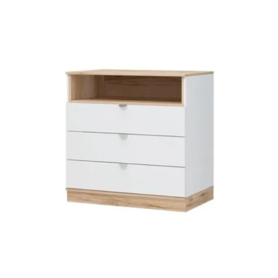Комод 3 ящика Юкки КМ 3Я 900 (900х910х550) Фасад Белый/Корпус Дуб делано #1