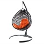 Комплект подвесное кресло Капля Люкс с ротангом черное, оранжевая подушка