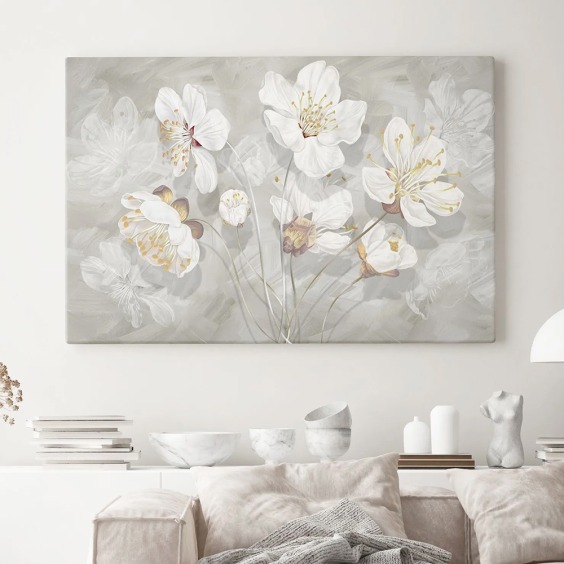 Интерьерная картина "Цветы вишни" на холсте, большая, размер 60х90 см #1