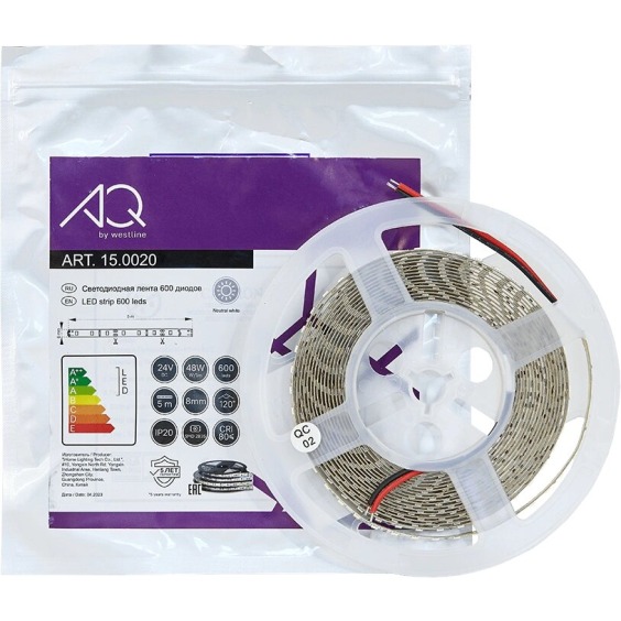 Лента светодиодная AQ Led-Line 2835 120 LED/м 24V 9,6W/м 8 мм IP20 Нейтральный белый 4000-4400 К, 5 м (15.0020) #4