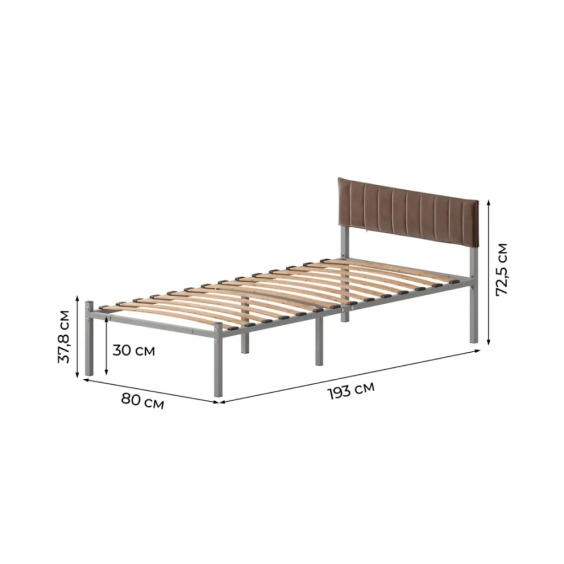 Комплект Лофт кровать 80х190 серая с коричневым чехлом тк 03 #2