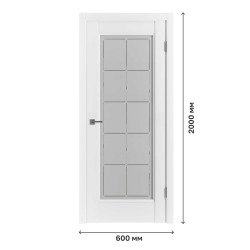 Дверное полотно Emalex 1 Ice со стеклом Crystal Cloud, 600х2000 мм