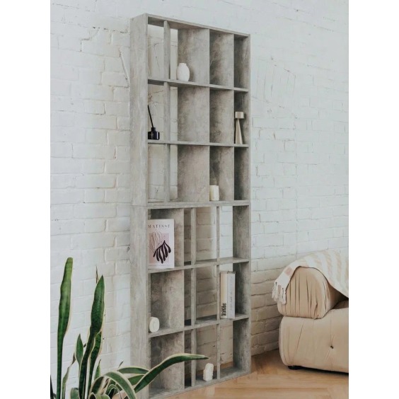 Узкий стеллаж стенки под 45 градусов стандарт, 1000х1054х150 мм, Серый цемент #4