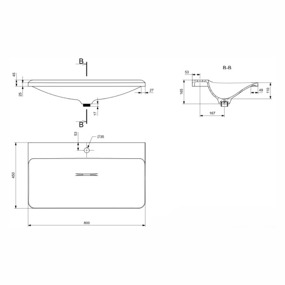 Раковина для ванной полувстраиваемая Uperwood Ocean 80 см, белая глянцевая #2