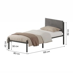 Комплект кровать Металика Б80Х190+Г3 Цвет Черный + 2 компл сп vel-RS-15-80