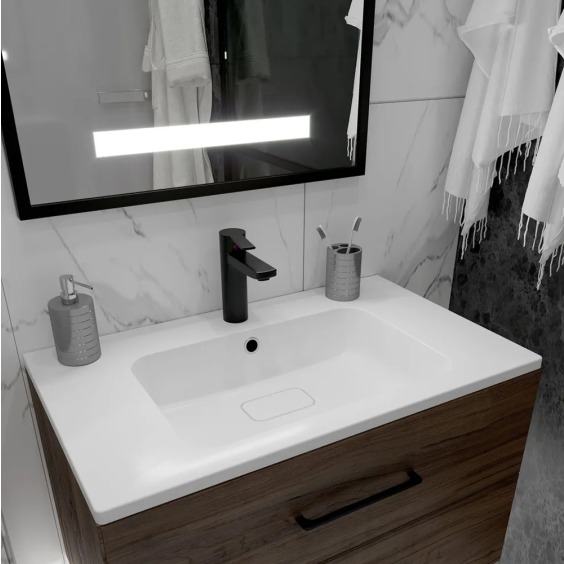 Раковина для ванной кварцевая Uperwood Lagoon Quartz 80х48х14,2 см, белая матовая, жасмин #2