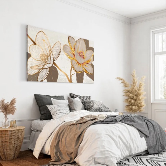 Картина на стену большая на холсте интерьерная "Золотые лотосы", размер 50х80 см #4