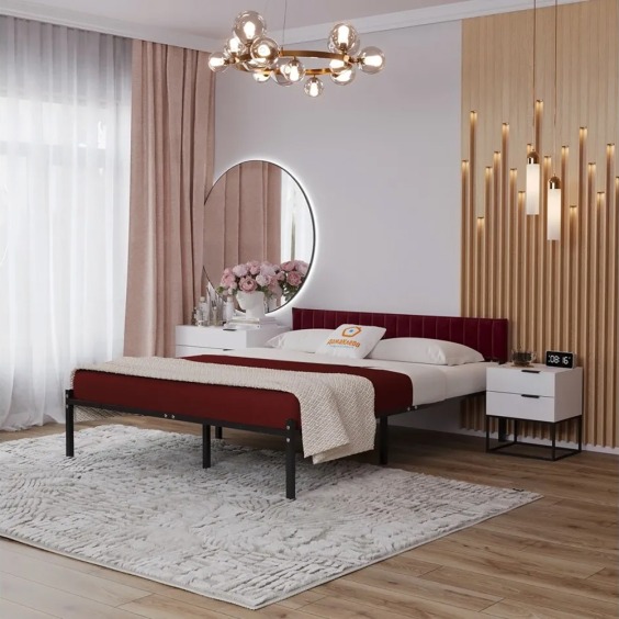 Комплект Лофт кровать 120х200 черная с бордовым чехлом тк 08 #3 Комплект Лофт кровать 120х200 черная с бордовым чехлом тк 08 #3
