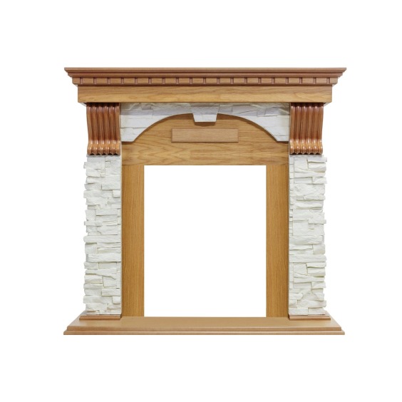 Каминокомплект Dublin - Дуб / Сланец белый с очагом Aspen Gold #2