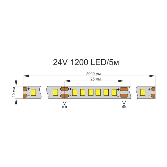 Лента светодиодная AQ Led-Line 2835 240 LED/м 24V 19.2W/м 10 мм IP20 Нейтральный белый 4000-4400 K, 5 м #5