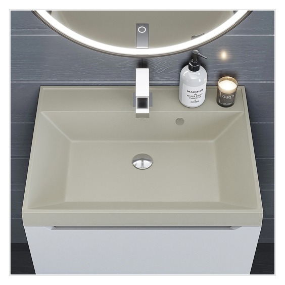 Раковина для ванной кварцевая Uperwood Classic Quartz 60х45х15 см, бежевая матовая, лён #6