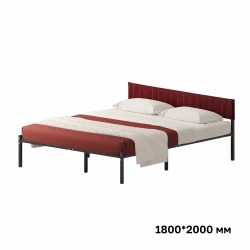 Комплект Лофт кровать 180х200 черная с бордовым чехлом тк 08