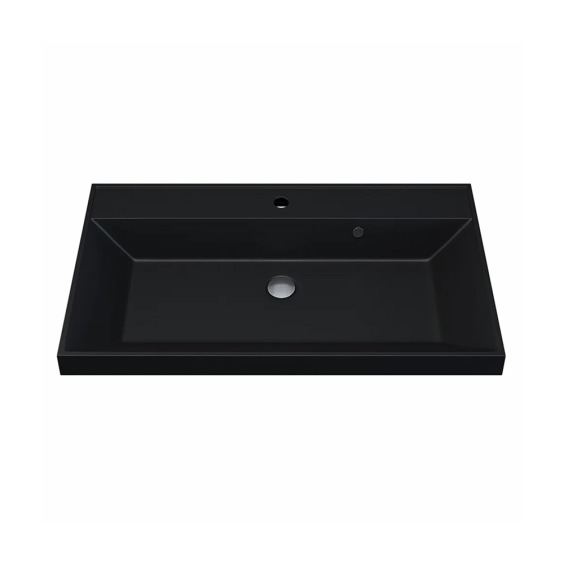 Раковина для ванной кварцевая Uperwood Classic Quartz 80х45х15 см, черная матовая, уголь #1