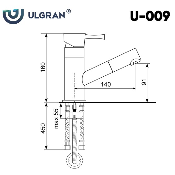 Смеситель для кухни Ulgran U-009-343, цвет антрацит #2